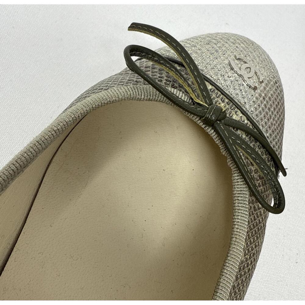 Authentic Chanel Snake Skin  CC Logo Ballerina Flats Size 38.5 - Picture 15 of 16